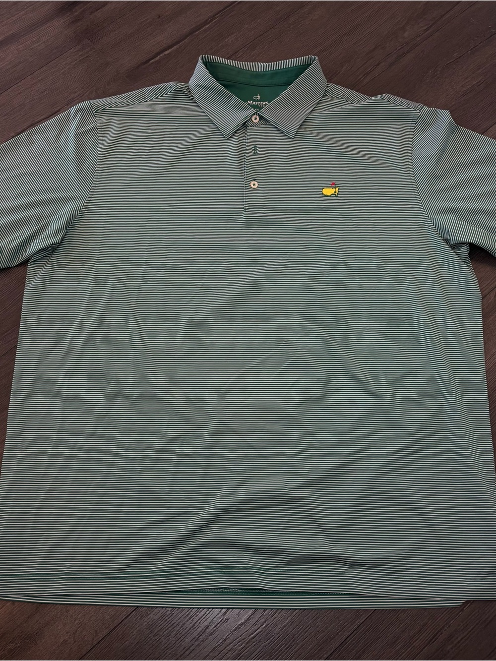 Masters Tech Men’s Golf Polo Shirt Green White Striped Augusta National Size 2XL